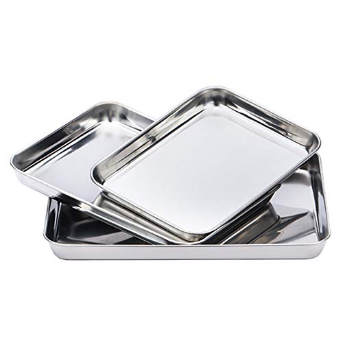 3X Stainless Steel Polished Baking Trays 23cm, 31cm & 40cm Non Toxic by Chabrias LTD - Premium Kitchen from Chabrias - Just £29.99! Shop now at Chabrias Ltd