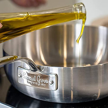 Samuel Groves - Stainless Steel Tri-Ply Chefs Pan, Suitable for All Hobs - Made in England - Premium Kitchen from Samuel Groves - Just £102! Shop now at Chabrias Ltd