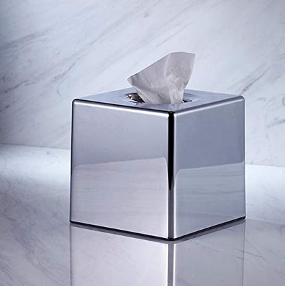 Silver Tissue Box Holder Cube Mirror Effect Plastic Chrome Finish Cover Bespoke by Chabrias - Premium Home from Chabrias Ltd - Just £13.99! Shop now at Chabrias Ltd