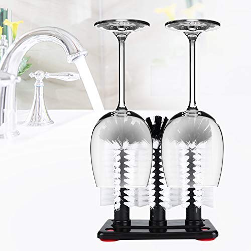 3 Brushes Bar Glass Cups Washing Brushes, Glass Cleaning Brushes, Glass Washers, Glass Scrubbers With Suction Plate - Premium Home from Chabrias Ltd - Just £17.99! Shop now at Chabrias Ltd