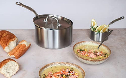 Stainless Steel Triply Saucepan with Lid, - Premium Home from Chabrias - Just £140! Shop now at Chabrias Ltd