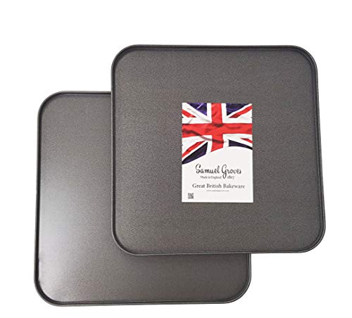 2X 31cm Square Oven Baking Tray, Superior Double Coated Non Stick, Made in England