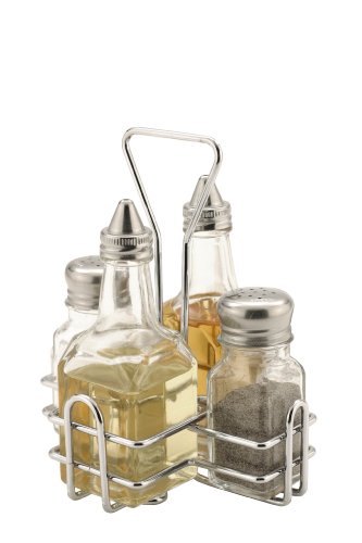 4 Piece Condiment Set - Salt, Pepper, Oil & Vinegar - Premium Home from Chabrias - Just £14.99! Shop now at Chabrias Ltd