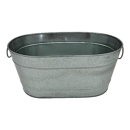 Galvanized Oval Ice Tub - 18" | Rustic Vintage Design | Premium Quality | Two Metal Handles for Easy Mobility - Premium Kitchen from Chabrias Ltd - Just £19.99! Shop now at Chabrias Ltd