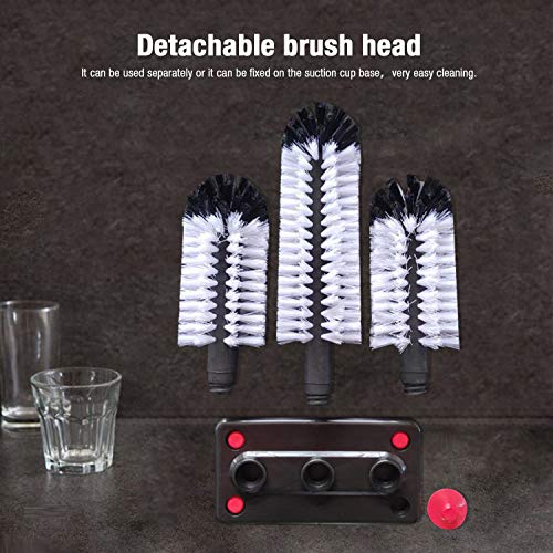 3 Brushes Bar Glass Cups Washing Brushes, Glass Cleaning Brushes, Glass Washers, Glass Scrubbers With Suction Plate - Premium Home from Chabrias Ltd - Just £17.99! Shop now at Chabrias Ltd