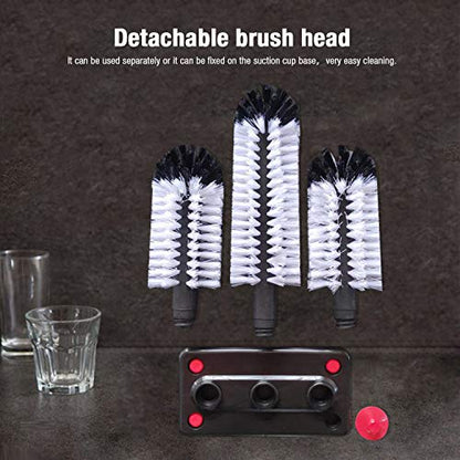 3 Brushes Bar Glass Cups Washing Brushes, Glass Cleaning Brushes, Glass Washers, Glass Scrubbers With Suction Plate - Premium Home from Chabrias Ltd - Just £17.99! Shop now at Chabrias Ltd