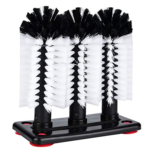 3 Brush Glass Washer,Glass Cleaning Brushes with Suction Cup Base,3 Scrubber Heads BarGlass Bottle Cup Cleaning Brushes for Bar Kitchen Sink Home Tools,7.5 x 3.9 x 7.5inch - Premium Home from Chabrias Ltd - Just £17.99! Shop now at Chabrias Ltd