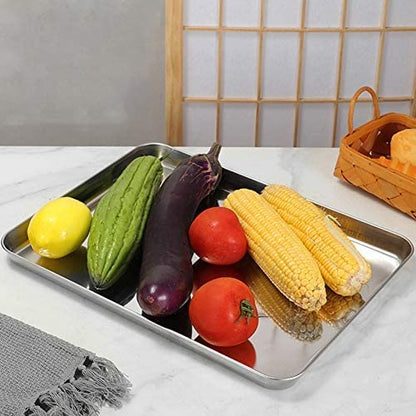 4X Stainless Steel Polished Baking Trays 2X 26cm & 2X 40cm Non Toxic by Chabrias LTD - Premium Kitchen from Chabrias - Just £27.99! Shop now at Chabrias Ltd