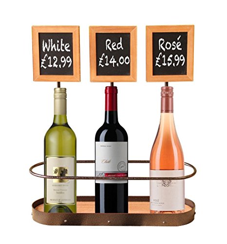 Wine Rack With Chalk Board, Holds 3