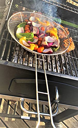 12" BBQ Open Frying Vegetable Pan Stainless Steel Cooking Fried Chicken Chip Fries Basket Tool - Premium Kitchen from Chabrias - Just £9.99! Shop now at Chabrias Ltd