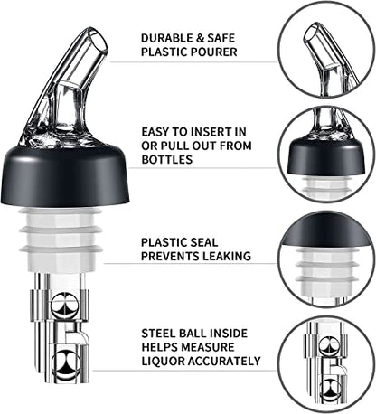 12 x Measured Liquor Professional 2CL Transparent Dispensing Spout with Ball Restraint System Hot Shot Pourer Set UK Made - Clear, Fast Pouring Liquor Bottle Pourers - Premium Kitchen from Chabrias Ltd - Just £12.49! Shop now at Chabrias Ltd