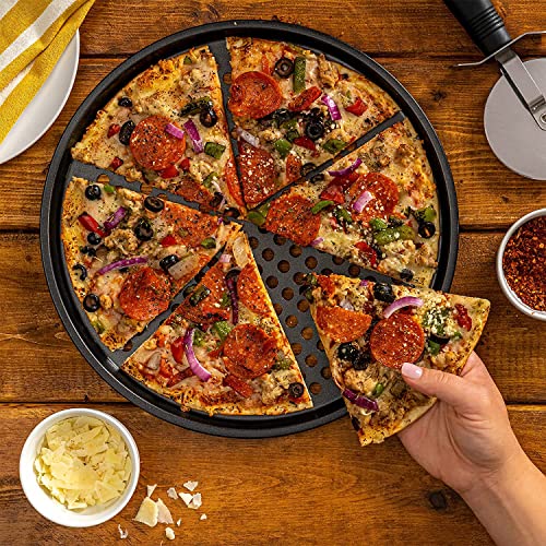 14.5"Pizza Pan Perforated x 2 and Cutter - Premium SAM from Chabrias - Just £19.99! Shop now at Chabrias Ltd